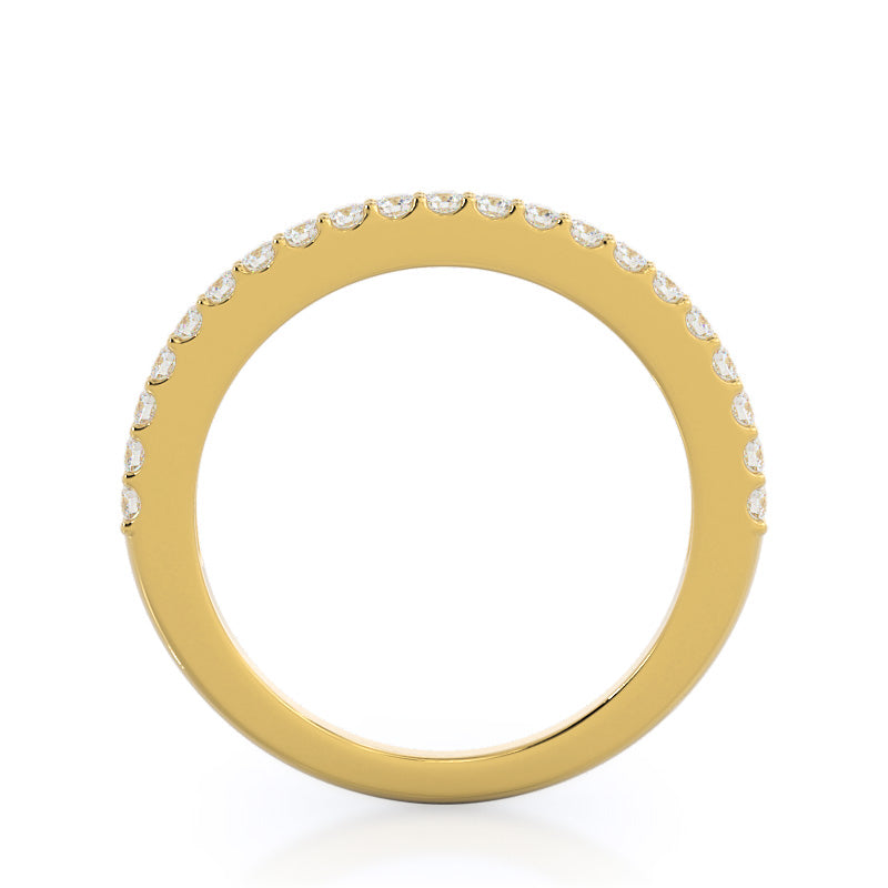 Rising Accents Diamond Wedding Band with 18KT Yellow Gold Cut Diamond in 14KT Yellow Gold view 2
