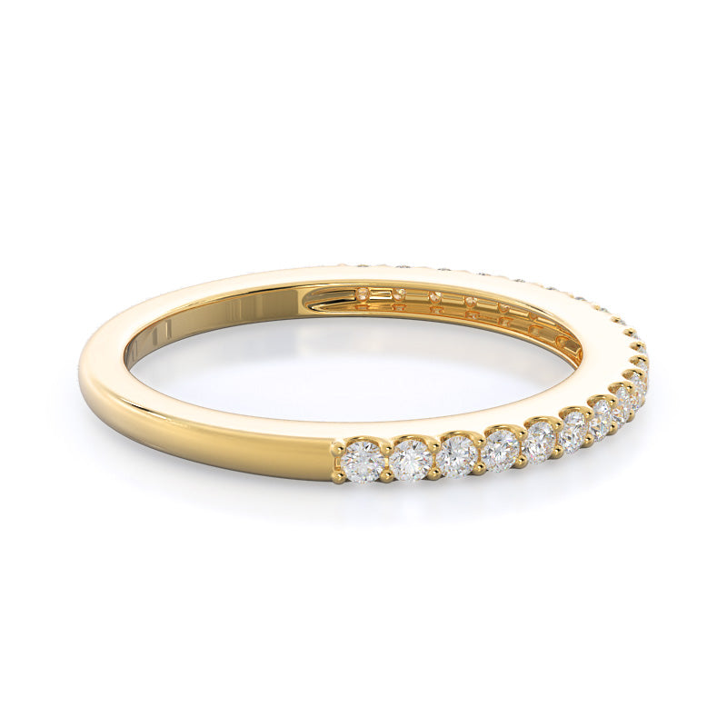 Rising Accents Diamond Wedding Band with 18KT Yellow Gold Cut Diamond in 14KT Yellow Gold view 4
