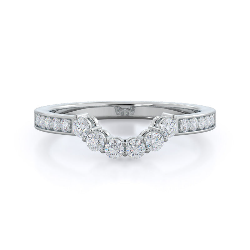 Trio Round Cluster Diamond Wedding Band with Platinum Cut Diamond in 14KT Platinum view 1
