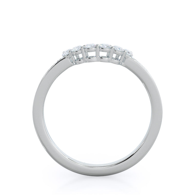 Trio Round Cluster Diamond Wedding Band with Platinum Cut Diamond in 14KT Platinum view 2
