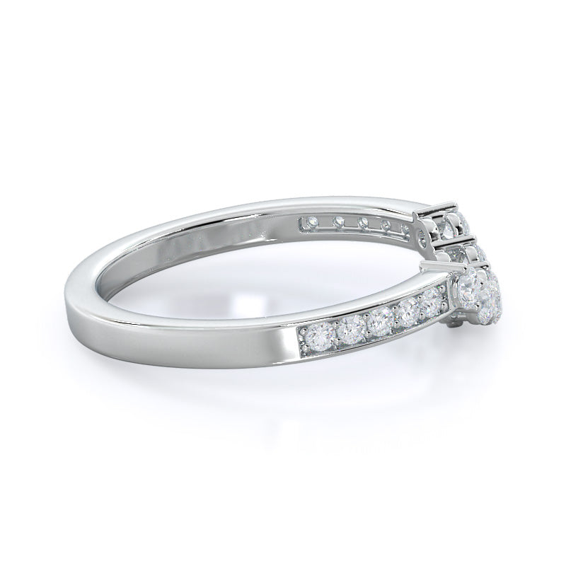 Trio Round Cluster Diamond Wedding Band with Platinum Cut Diamond in 14KT Platinum view 4

