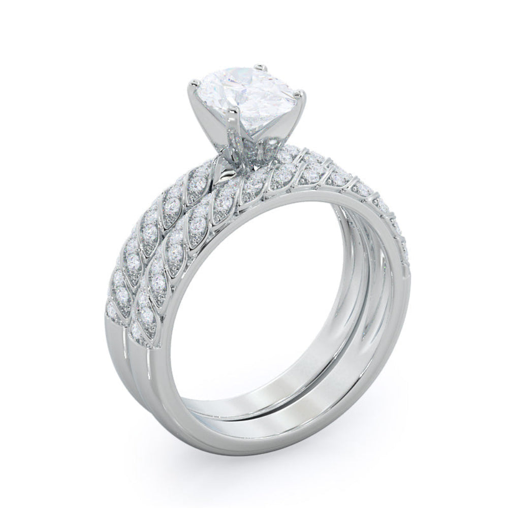 Oval Cut Braided Row Diamond Engagement Ring with Lab Grown Diamond in 14KT Rose Gold view 5
