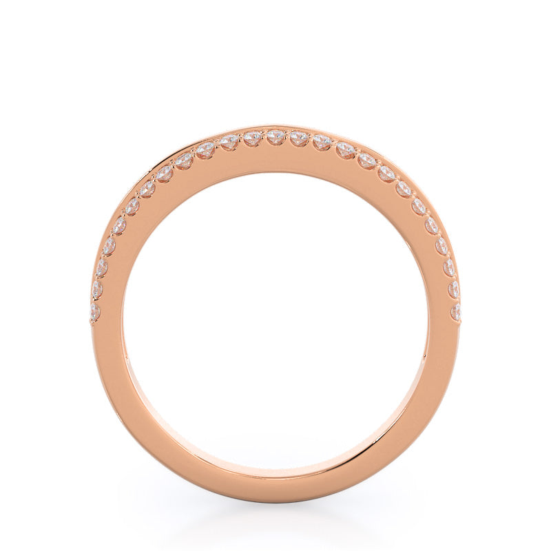 Pave Edged Diamond Engagement Wedding Band with 18KT Rose Gold Cut Diamond in 14KT Rose Gold view 2
