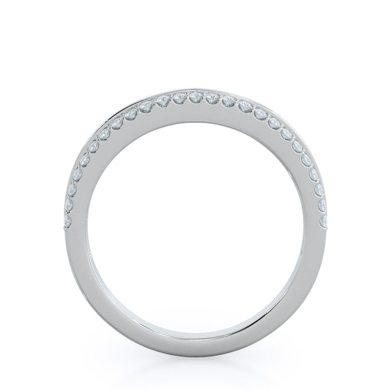 Pave Edged Diamond Engagement Wedding Band with Platinum Cut Diamond in 14KT Platinum view 2

