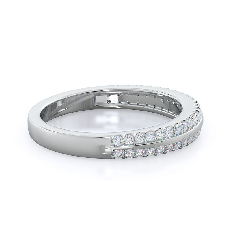 Pave Edged Diamond Engagement Wedding Band with Platinum Cut Diamond in 14KT Platinum view 4
