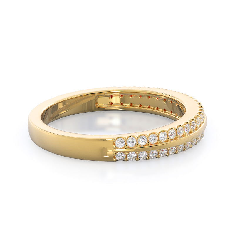 Pave Edged Diamond Engagement Wedding Band with 18KT Yellow Gold Cut Diamond in 14KT Yellow Gold view 4
