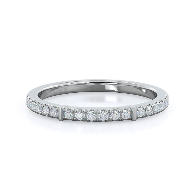 Chic Accent Diamond Wedding Band with Platinum Cut Diamond in 14KT Platinum view 1
