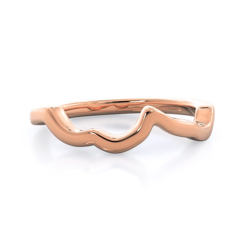 Open Criss Cross Diamond Wedding Band with 18KT Rose Gold Cut Diamond in 14KT Rose Gold view 1
