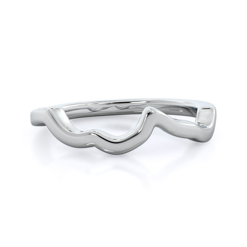 Open Criss Cross Diamond Wedding Band with Platinum Cut Diamond in 14KT Platinum view 1
