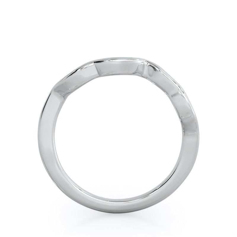 Open Criss Cross Diamond Wedding Band with Platinum Cut Diamond in 14KT Platinum view 2
