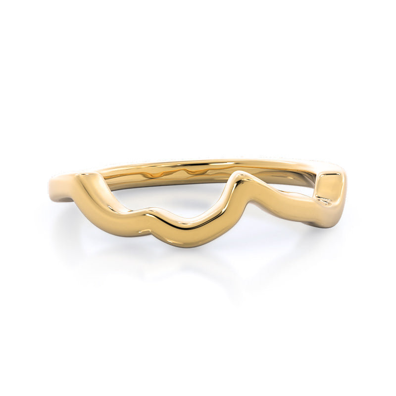 Open Criss Cross Diamond Wedding Band with 18KT Yellow Gold Cut Diamond in 14KT Yellow Gold view 1
