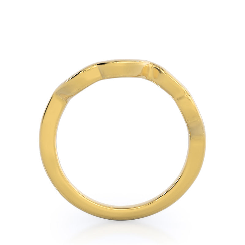 Open Criss Cross Diamond Wedding Band with 18KT Yellow Gold Cut Diamond in 14KT Yellow Gold view 2

