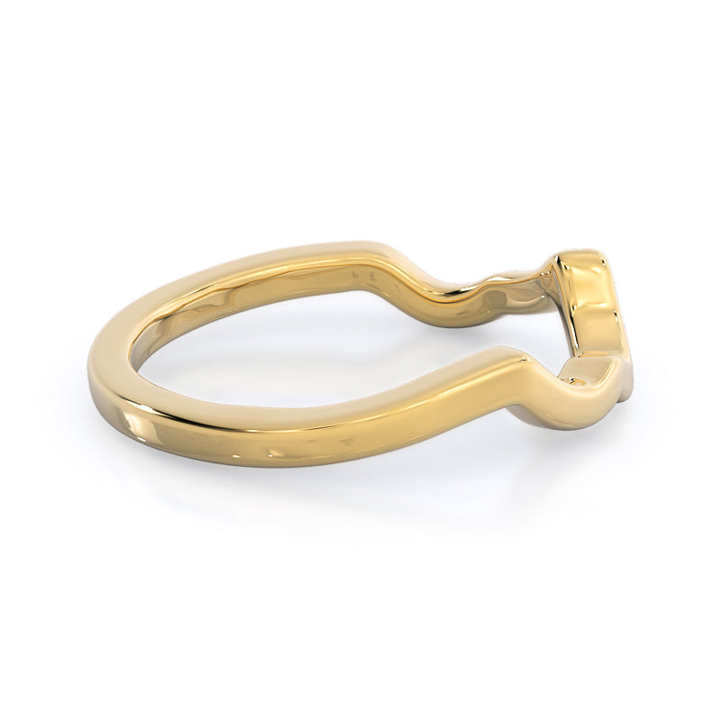 Open Criss Cross Diamond Wedding Band with 18KT Yellow Gold Cut Diamond in 14KT Yellow Gold view 4
