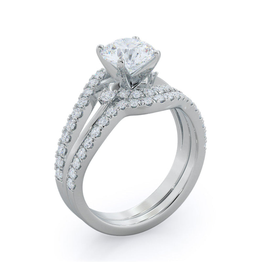 Oval Cut Two Tone Bypass Diamond Engagement Ring with Lab Grown Diamond in 14KT Rose Gold view 5
