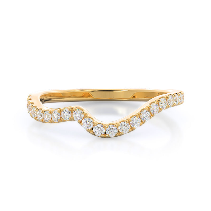 Two Tone Bypass Diamond Wedding Band with 18KT Yellow Gold Cut Diamond in 14KT Yellow Gold view 1
