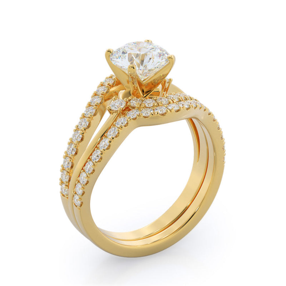 Oval Cut Two Tone Bypass Diamond Engagement Ring with Lab Grown Diamond in 14KT Rose Gold view 6
