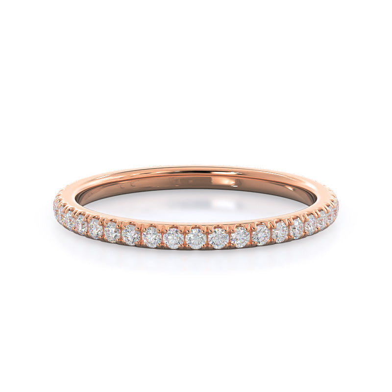 Pave Love Knot Diamond Wedding Band (E+ VS+) with 18KT Rose Gold Cut Diamond in 14KT Rose Gold view 1

