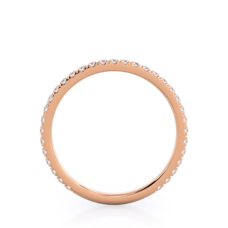 Pave Love Knot Diamond Wedding Band (E+ VS+) with 18KT Rose Gold Cut Diamond in 14KT Rose Gold view 2
