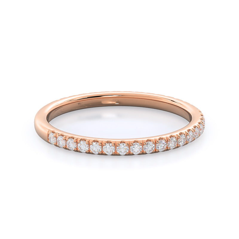 Pave Love Knot Diamond Wedding Band (E+ VS+) with 18KT Rose Gold Cut Diamond in 14KT Rose Gold view 4
