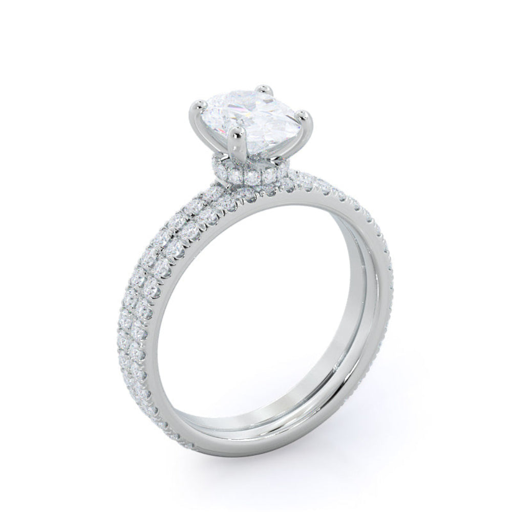 Oval Cut Pave Love Knot Diamond Engagement Ring with Lab Grown Diamond in 14KT Rose Gold view 8
