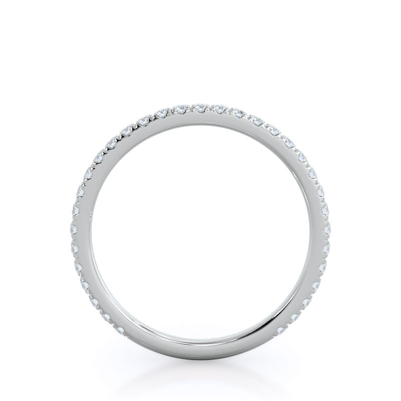 Pave Love Knot Diamond Wedding Band (E+ VS+) with Platinum Cut Diamond in 14KT Platinum view 2
