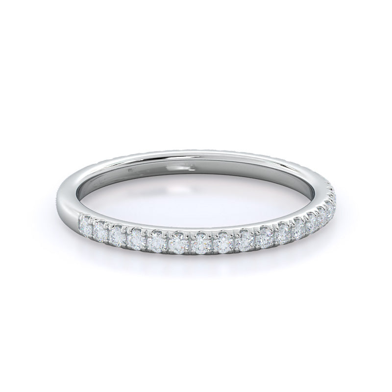 Pave Love Knot Diamond Wedding Band (E+ VS+) with Platinum Cut Diamond in 14KT Platinum view 4
