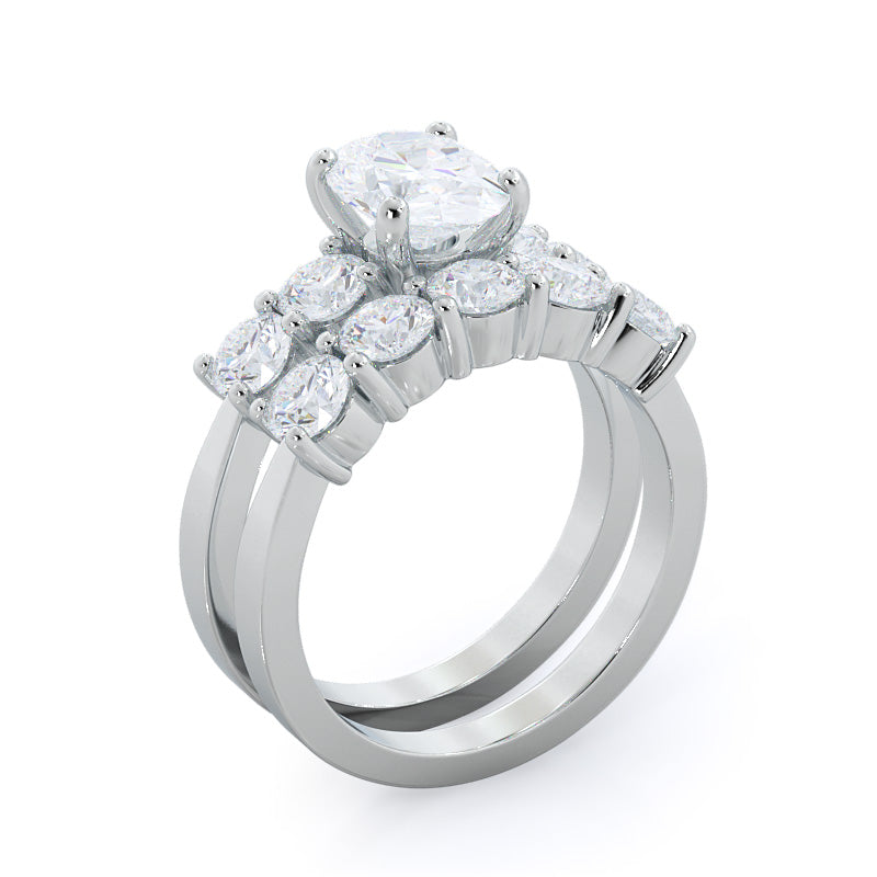 Five Stone Diamond Engagement Ring with Round Cut Diamond in 14KT Platinum view 4
