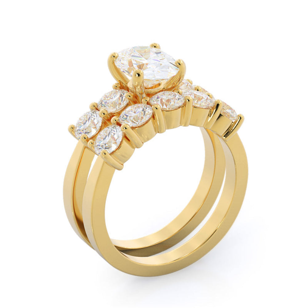 Oval Cut Five Stone Diamond Engagement Ring with Lab Grown Diamond in 14KT Rose Gold view 6
