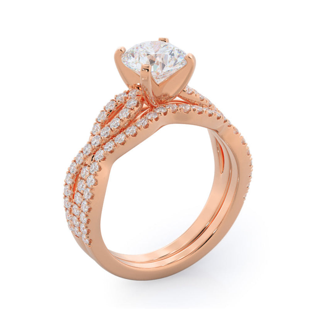 Oval Cut Braided Cathedral Diamond Engagement Ring with Lab Grown Diamond in 14KT Rose Gold view 7
