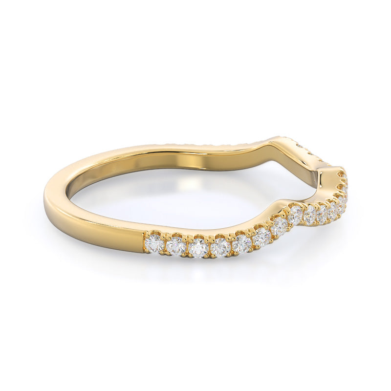 Braided Cathedral Diamond Wedding Band with 18KT Yellow Gold Cut Diamond in 14KT Yellow Gold view 4
