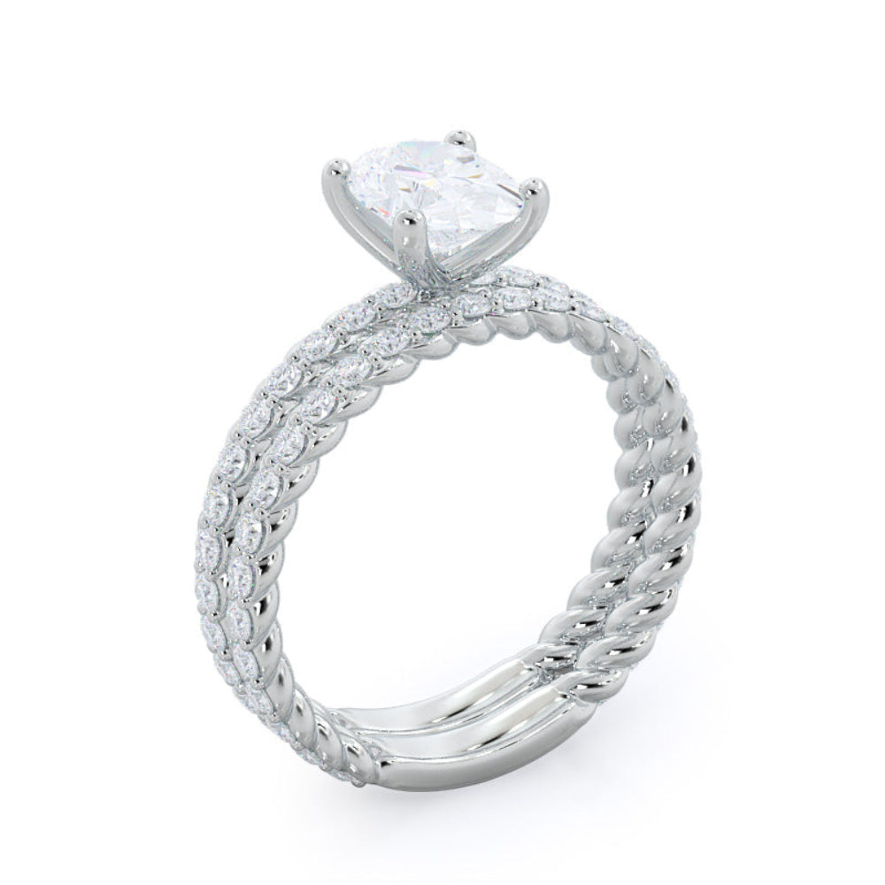 Oval Cut Coil Accent Diamond Engagement Ring with Lab Grown Diamond in 14KT Rose Gold view 5
