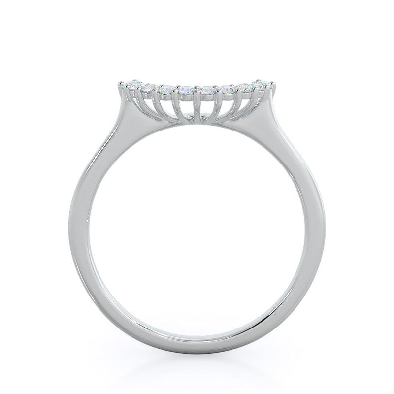 Plain Shank Halo Diamond Wedding Band with Platinum Cut Diamond in 14KT Platinum view 2

