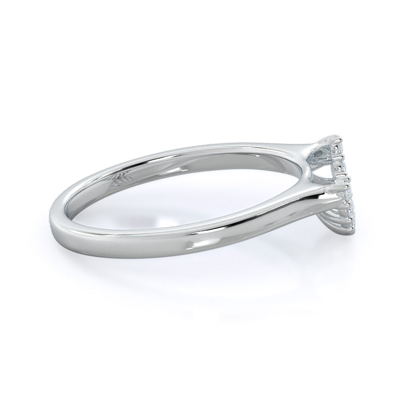 Plain Shank Halo Diamond Wedding Band with Platinum Cut Diamond in 14KT Platinum view 4
