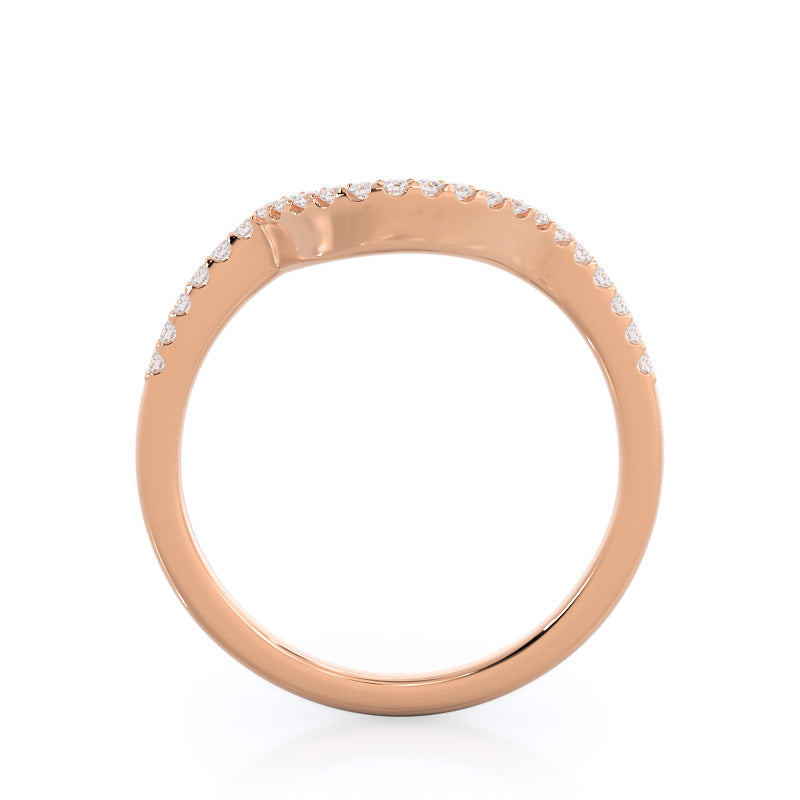 Tapered Halo Diamond Wedding Band with 18KT Rose Gold Cut Diamond in 14KT Rose Gold view 2
