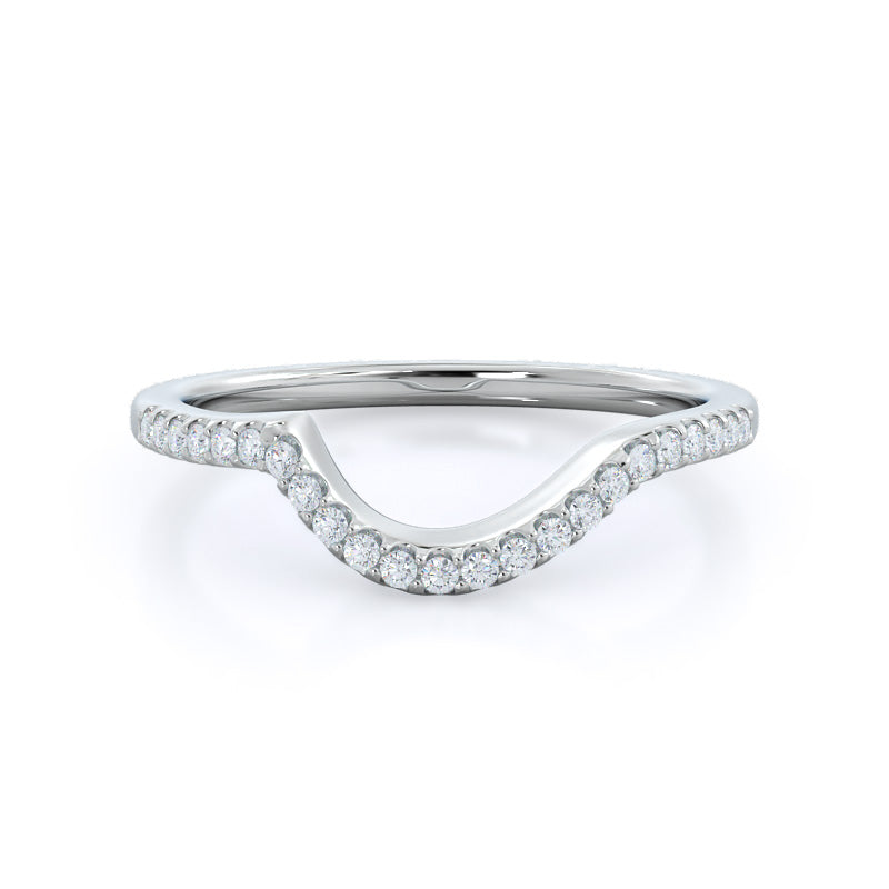 Tapered Halo Diamond Wedding Band with Platinum Cut Diamond in 14KT Platinum view 1
