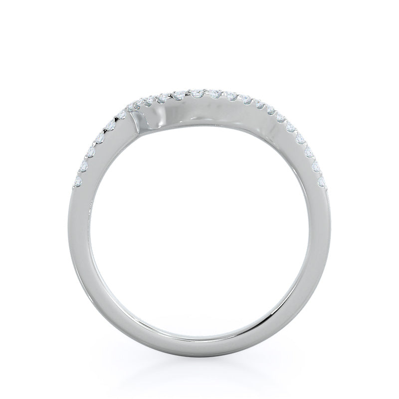 Tapered Halo Diamond Wedding Band with Platinum Cut Diamond in 14KT Platinum view 2
