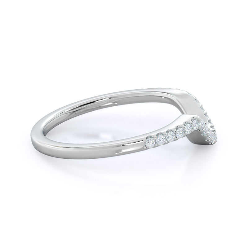 Tapered Halo Diamond Wedding Band with Platinum Cut Diamond in 14KT Platinum view 4

