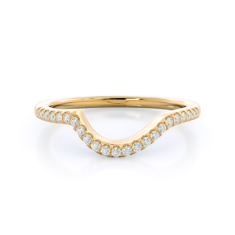 Tapered Halo Diamond Wedding Band with 18KT Yellow Gold Cut Diamond in 14KT Yellow Gold view 1
