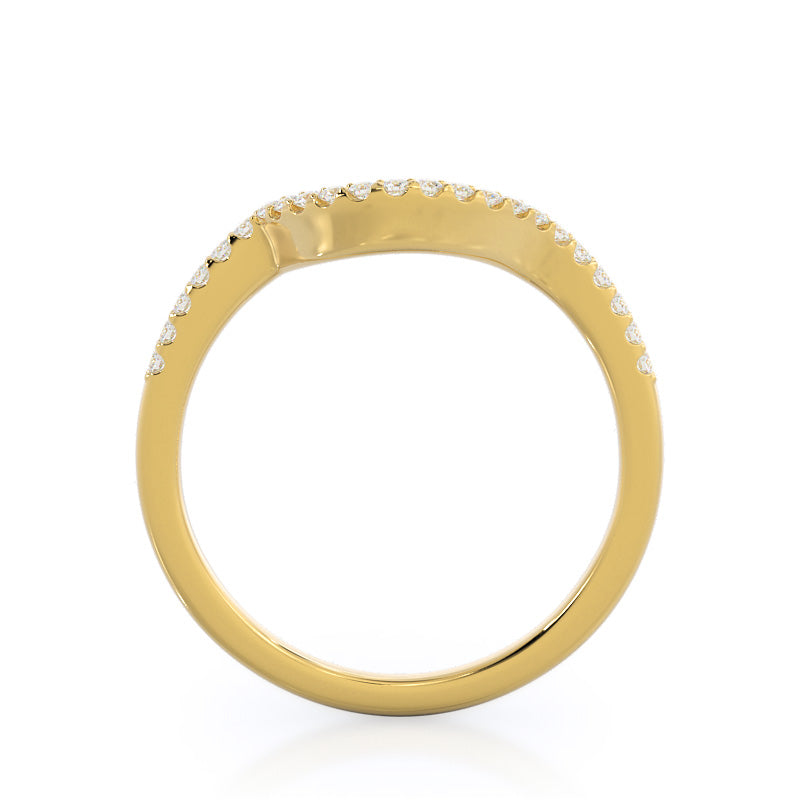 Tapered Halo Diamond Wedding Band with 18KT Yellow Gold Cut Diamond in 14KT Yellow Gold view 2
