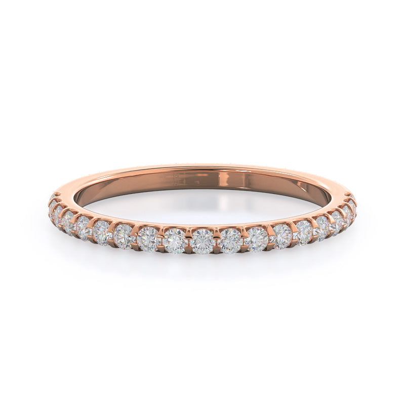 Floating Halo Pave Diamond Wedding Band with 18KT Rose Gold Cut Diamond in 14KT Rose Gold view 1
