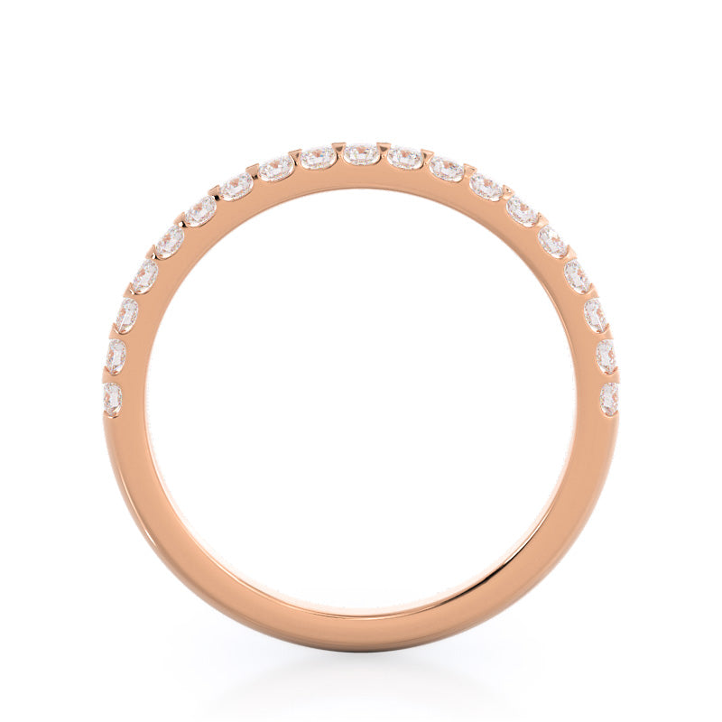 Floating Halo Pave Diamond Wedding Band with 18KT Rose Gold Cut Diamond in 14KT Rose Gold view 2
