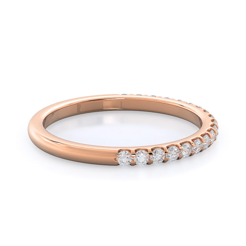 Floating Halo Pave Diamond Wedding Band with 18KT Rose Gold Cut Diamond in 14KT Rose Gold view 4
