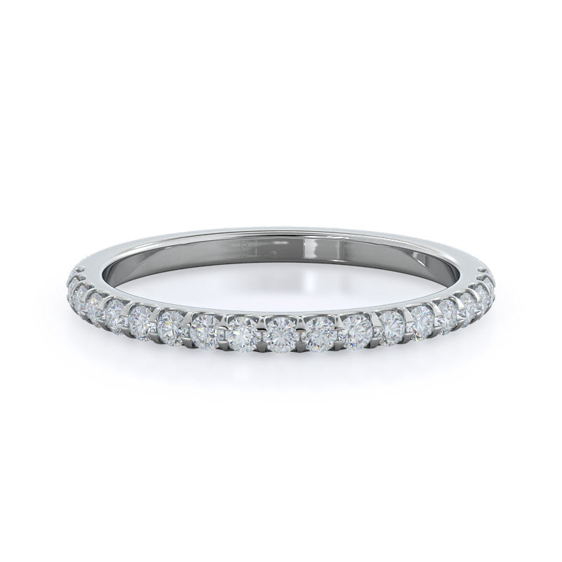 Floating Halo Pave Diamond Wedding Band with Platinum Cut Diamond in 14KT Platinum view 1
