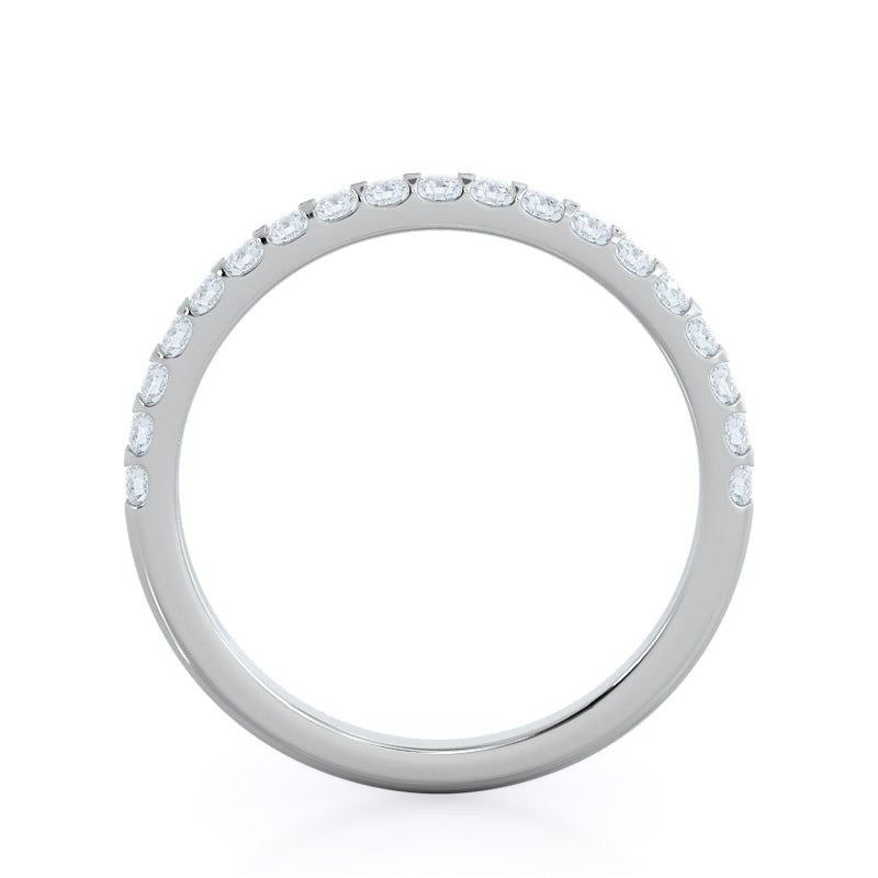 Floating Halo Pave Diamond Wedding Band with Platinum Cut Diamond in 14KT Platinum view 2
