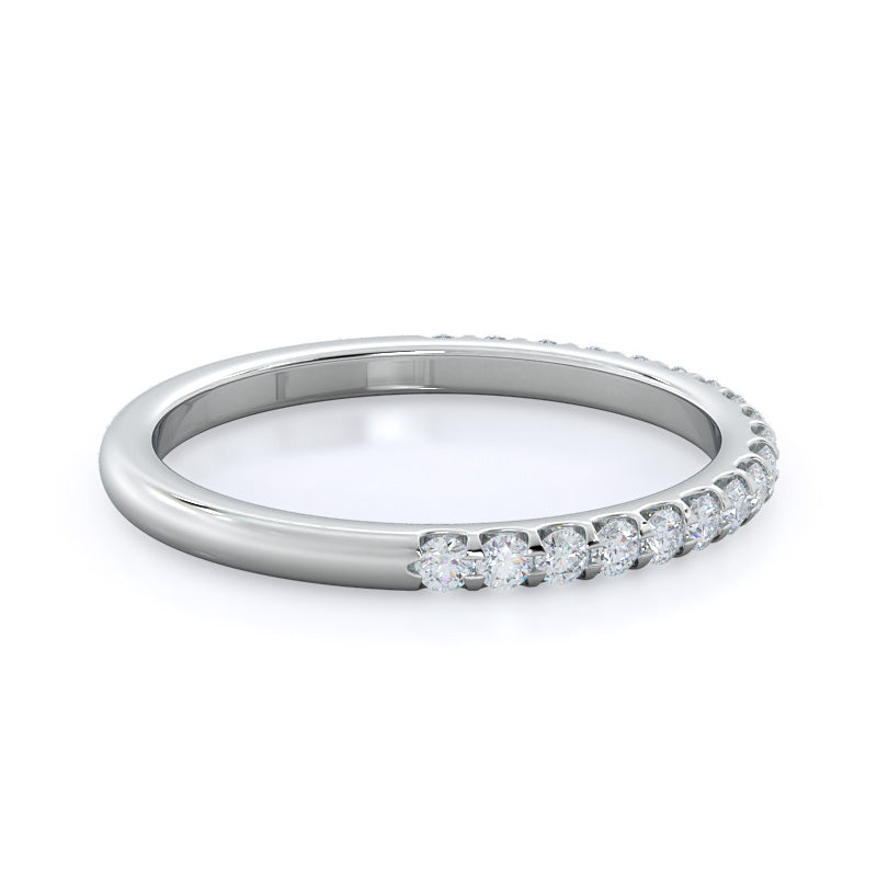 Floating Halo Pave Diamond Wedding Band with Platinum Cut Diamond in 14KT Platinum view 4

