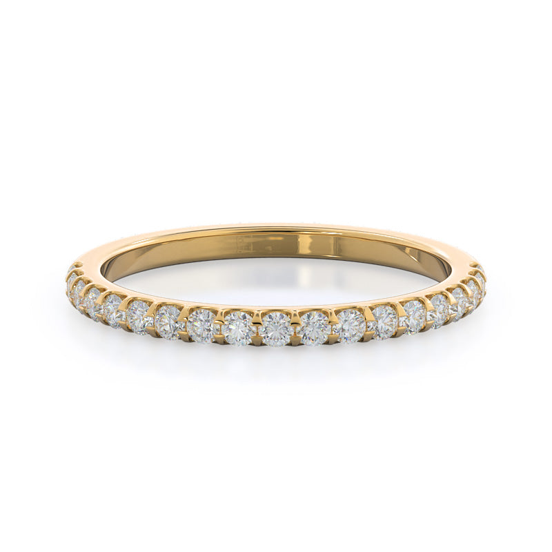 Floating Halo Pave Diamond Wedding Band with 18KT Yellow Gold Cut Diamond in 14KT Yellow Gold view 1
