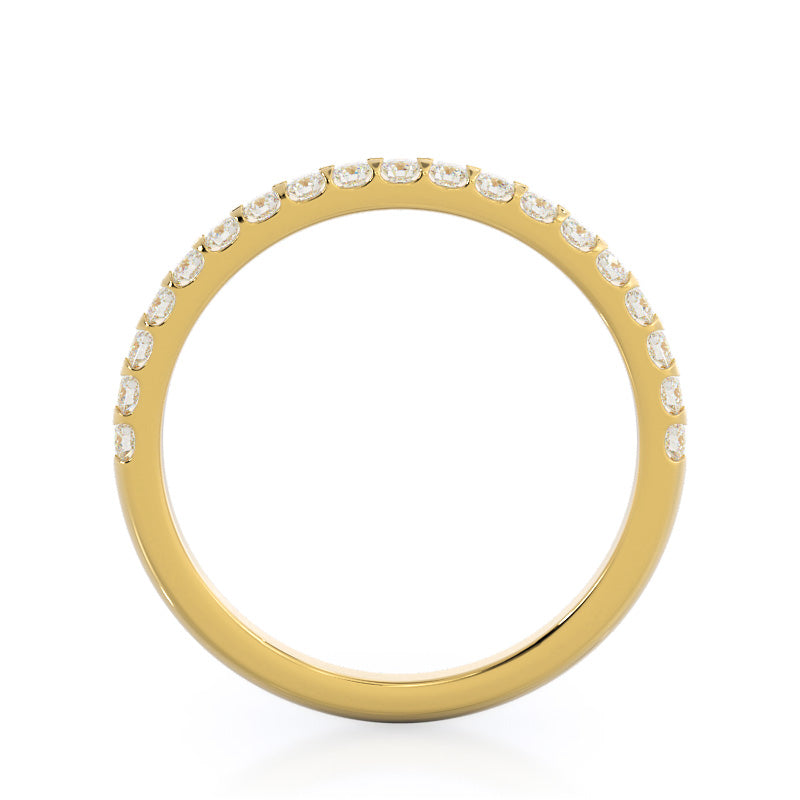 Floating Halo Pave Diamond Wedding Band with 18KT Yellow Gold Cut Diamond in 14KT Yellow Gold view 2
