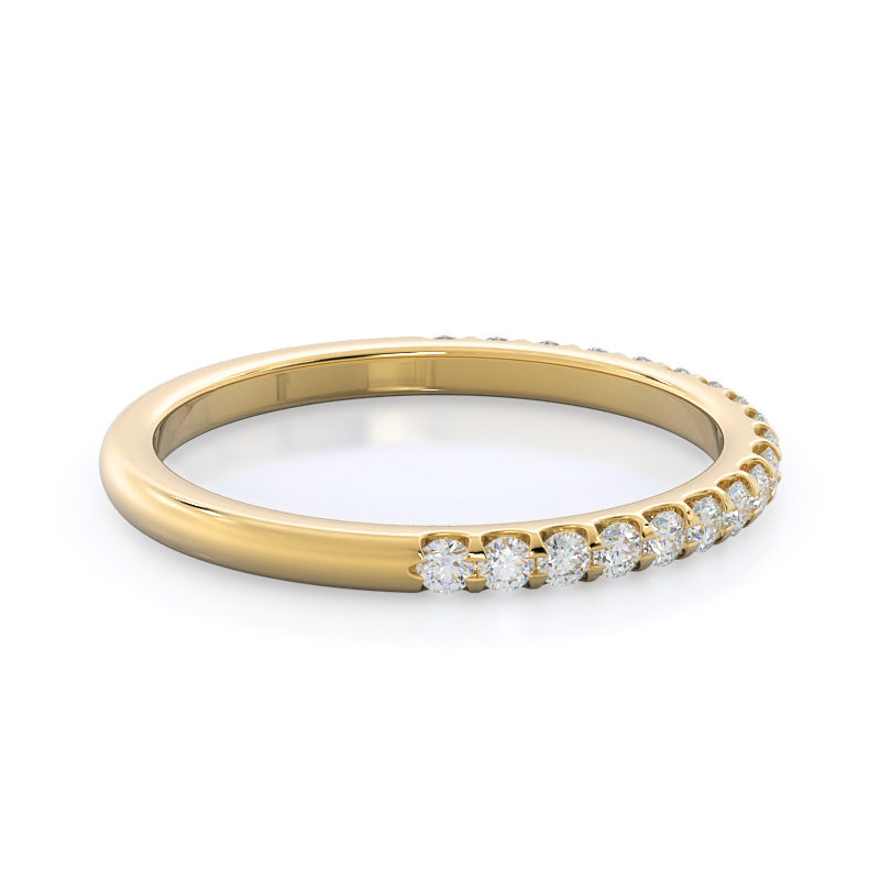 Floating Halo Pave Diamond Wedding Band with 18KT Yellow Gold Cut Diamond in 14KT Yellow Gold view 4
