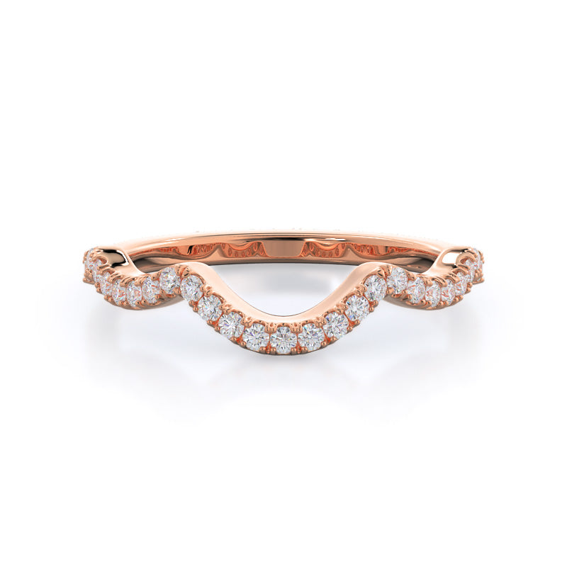 Winding Halo Diamond Wedding Band with 18KT Rose Gold Cut Diamond in 14KT Rose Gold view 1
