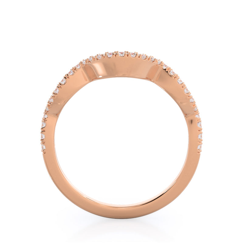 Winding Halo Diamond Wedding Band with 18KT Rose Gold Cut Diamond in 14KT Rose Gold view 2
